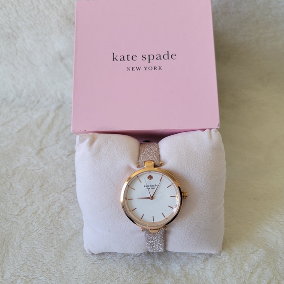 ✨️SOLD✨️💖KATE SPADE NY ROSE GOLD TONE GLITTER LEATHER WOMEN'S WATCH 💖 - Picture 6 of 8